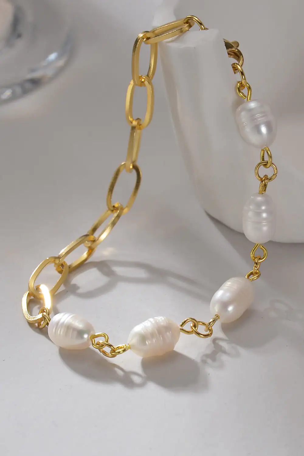 HALF PEARL-HALF CHAIN BRACELET