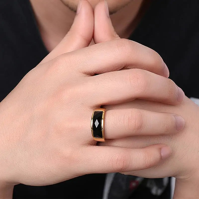 BLACK CARNELIAN STONE RING