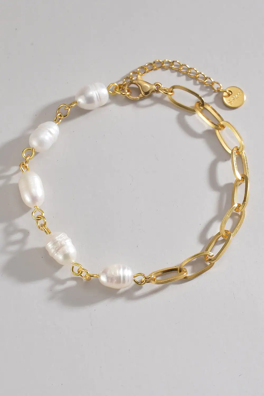 HALF PEARL-HALF CHAIN BRACELET