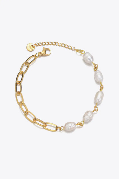 HALF PEARL-HALF CHAIN BRACELET