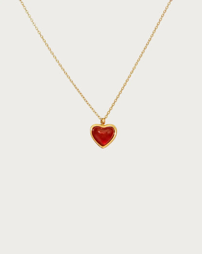 CARNELIAN STONE HEART NECKLACE